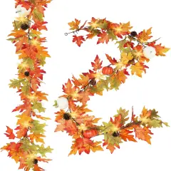 2 Pack Fall Garland with Lights (6FT, Timer)