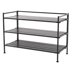 Espresso Brown Metal Shoe Rack with 3 Tiers, Foldable Frame and Stackable Design