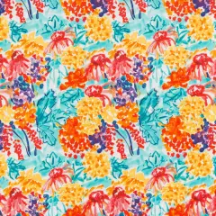 Summer - Aqua & Teal,Orange & Rust,Red & Burgundy Floral Upholstery Fabric 54 Inches"