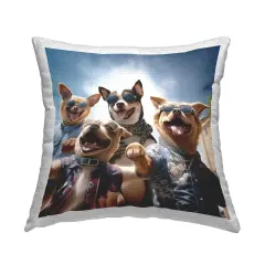 Happy Dog Friends Design by Jim Baldwin Outdoor Printed Pillow 