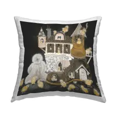 Chicks in Shoe House Design by Hollihocks Art Outdoor Printed Pillow 