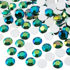 John Bead 10mm (SS45) Round Acrylic Flat Back Rhinestones, 500pcs Green AB