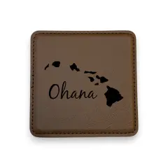 Coaster - Ohana (Family) Hawaii - SET OF 2 - Leather or Stitched Cork Dark Brown/Black