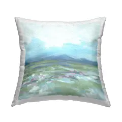 Blue Hazy Mountains Design by June Erica Vess Outdoor Printed Pillow 