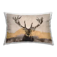 Rustic Elk Abstraction Design by Irena Orlov Outdoor Printed Pillow 