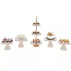 Crystal Gold Tower Plate Cupcake Stand 3-Tier Wedding Cake Dessert Display Plate