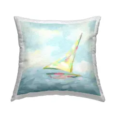 Flowing Sailboat Abstract Design by June Erica Vess Outdoor Printed Pillow 