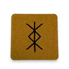 Coaster - Viking Protection Rune - SET OF 2 - Leather or Stitched Cork Stitched Cork/Black