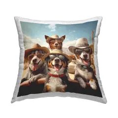 Dogs in Cowboy Hats Design by Jim Baldwin Outdoor Printed Pillow 