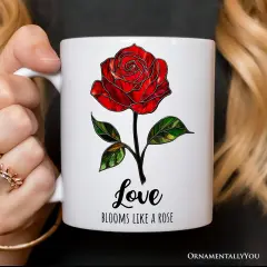 Rose Stained Glass Style Mug, Love Blooms Like a Rose