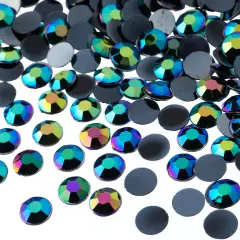 John Bead 8mm (SS39) Round Acrylic Flat Back Rhinestones, 1000pcs Black AB