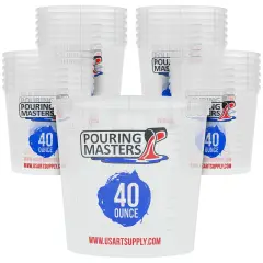 40 Ounce (1200ml) Graduated Plastic Mixing Cups (Box of 24) - Paint Mixing Cups for Epoxy Resin, Art, Kitchen, Baking - Measurements in OZ and ML, 4 Different Measuring Ratios 1:1