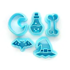 Halloween Clay Cutter Bundle, 5 pcs, Witch Hat Bat Moon, Adorabilities