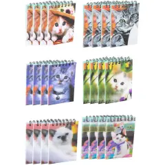 Juvale Cute Cat Mini Notebook, Spiral-Bound Notepad, Kitten Party Supplies (55 Sheets, 24 Pack) Multicolor