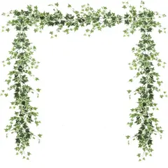 Ivy Vines，71 Inch 2 Pcs, Fake Ivy Vines Garland, Green and White Vine， Faux Ivy, Vines for Bedroom,Wall Decorations Vine，Garden Party Decorations Ivy, Wedding Decor Vine