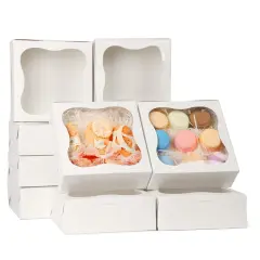 50PCS Gift Box 772.5Inch, Cupcake Boxes with Window, Individual Cupcake Containers, Biscuit & Macaron Boxes, Treat & Pastry Food Packaging