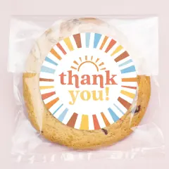 Big Dot of Happiness Here Comes the Son Thank You Stickers & Clear Cookie Bags, Cellophane Treat Bags 4.25x7 Inches, Boho Sunshine Party Favor - 25 Ct