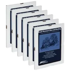 Ambiance Break-Resistant Picture Frame Glass and Backing, 11x14" Pack of 6, for Replacement or Empty Frames, 2mm Thick, Rounded Edges for Safe Handling, White Corrugated Cardboard