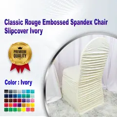 Classic Rouge Embossed Spandex Chair Slipcover Ivory