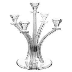 Crystal Candelabra with Inner Net Design 5 Arms Silver
