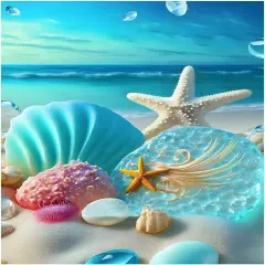 DIY 5D Diamond Painting Kits Sea Shell for Adults Beginners,Beach Diamond Art Full Round Diamond Drill,Starfish Paintings by Diamonds Home Wall Decor Gift(30x40cm/11.8X15.7inch)