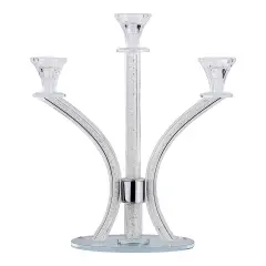 Crystal Candelabra with Inner Gemstones 3 Arms Clear
