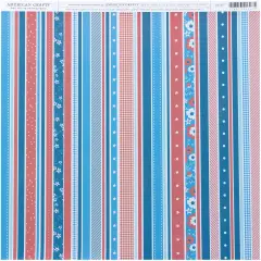 American Crafts Everyday Single-Sided Cardstock 12"X12"-Patriotic Stripe