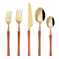 Rosewood Flatware Set Gold