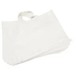 White Plastic Shopping Bags for Small Business with Handles (12 x 16 In, 60 Pack)