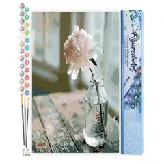 Figured'Art Paint by Numbers Kit for Adults White Flower 16"x20" - Craft Art Painting DIY Kit Rolled Canvas without frame