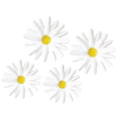 Happily Ever Elementary Retro Remix 4-Piece 3D Daisy Bulletin Board Decorations, Groovy Paper Flowers With Glue Point Dots for Baby Shower, Party, Wedding, and Classroom Decor