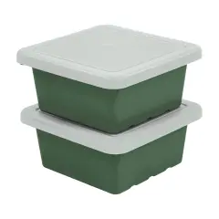 Square Bin with Lid, Storage Containers, 2-Pack Hunter Green
