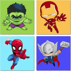 4 Pack Cartoon Paint by Number for Kids-Paint by Numbers for Kids Ages 4-8-12, DIY Paints with Numbers Easy Acrylic Oil Painting Kits for Home Wall Decor (8X8inch)