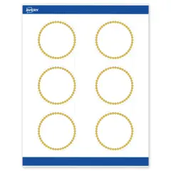 Avery Printable Round Labels, Gold Beads, 3" Diameter, Matte White Round Labels, Permanent, Laser/Inkjet, 60ct, Great for Product Labels