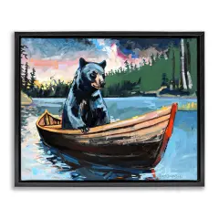 Stupell Industries Boating Black Bear Floater Framed Canvas Wall Art Design by Adam Swanson