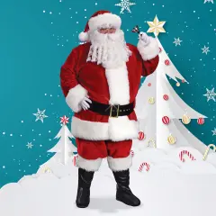 Fun World Regency Plush Crimson Adult Santa Claus Suit Christmas Costume - Standard Size Red