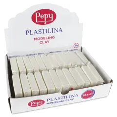 Pepy Plastilina Modeling Clay - White, 1.4 oz, Pkg of 24