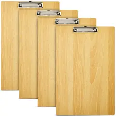 4 Pack Extra Large Clipboards, Wooden Art Board with Low-Profile Clip and Hook for Classroom and Office, 11.5x17.5 In Brown