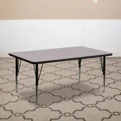 Emma and Oliver 30x72 Rectangle Laminate Adjustable Preschool Activity Table Gray