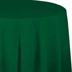 12 pc Bulk Hunter Green Round Plastic 82 inch Table Covers