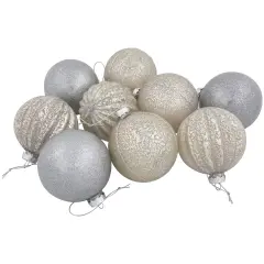 Northlight 2-Finish Glass Ball Christmas Ornaments - 3" (80mm) - Gold and Silver - 9ct