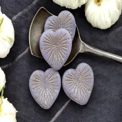 *4* 22mm Platinum Washed Thistle Heart Beads