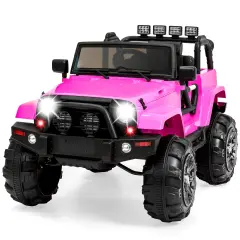 Best Choice Products 12V Kids Ride On Truck Car w/ Remote Control, Spring Suspension, Bluetooth, LED Lights Pink