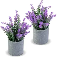 Artificial Summer Lavender Plant in Pots - Faux Lavender Flowers Decor &ndash; Fake Flowers Purple Decor Summer Plant Potted Bathroom Bedroom Kitchen Farmhouse Home 2 Pack