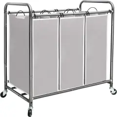 3 Section Laundry Sorter, 35.9 Gal (136 L) Laundry Hamper Cart