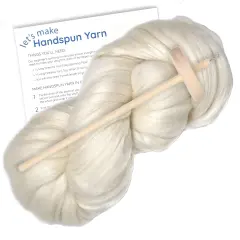 LEARN TO SPIN - Beginner's Spinning Kit with Drop Spindle and Merino/Silk Pencil Roving. Choose your color. Great gift idea Lotus
