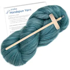 LEARN TO SPIN - Beginner's Spinning Kit with Drop Spindle and Merino/Silk Pencil Roving. Choose your color. Great gift idea Hydrangea