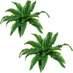 Artificial Fake Ferns, 2pcs Artificial Boston Fern Plant, 24 Leaves for Each Bouquet, Artificial Plant for Indoor, Outdoor, Home Decor, Garden Decor,Green