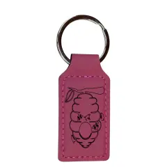 Keychain - Rectangle - Beehive - Leather Pink/Black