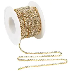 11 Yards Rhinestone Chain, Gold Trim String for DIY Jewelry Making, Crafts, Shoe Charms (2mm Wide)